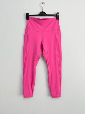 Lululemon High Rise 7/8 Leggings Hot Pink Size 10 Side Pockets